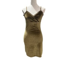 Urban Outfitters Mini Dress Womens Small Green Velvet Lace Trim Shimmer Slip
