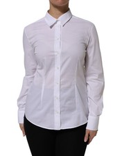 Dolce & Gabbana White Collared Long Sleeves Dress Shirt Women's Top