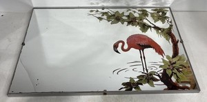 Original 1950s MCM Flamingo Painted Mirror Decor From Royal Flamingo Hotel