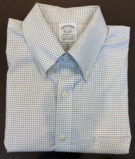 Brooks Brothers Regent Dress Shirt Mens 16 - 33  White w Check Non-Iron Stretch