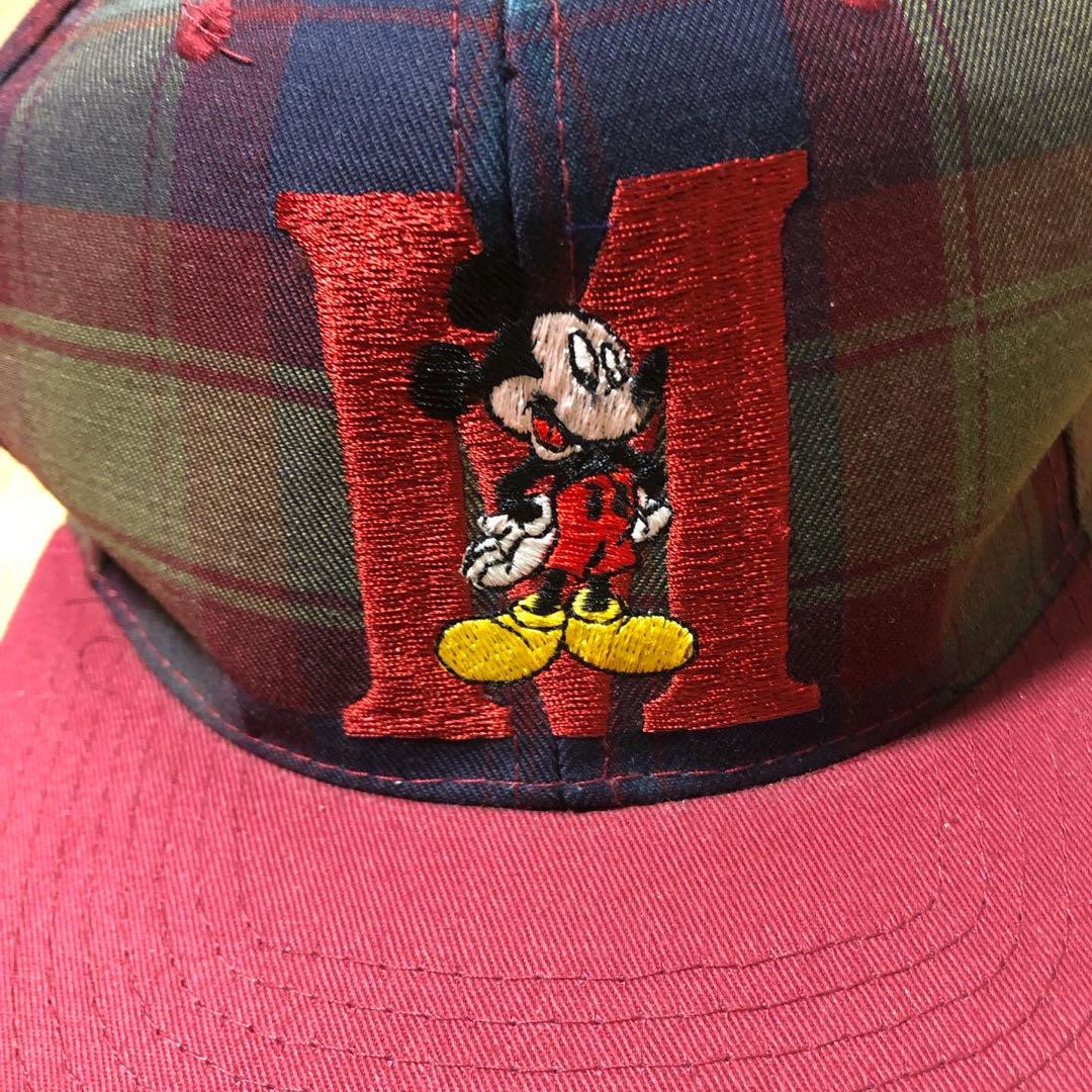 Disney Men Cap Hat 90S Vintage Mickey Mouse Check Snap Back Disney Men Cap Hat 90S Vintage Mickey Mouse Check Snap Back