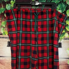 Member's Mark Plaid Pajama Pants Mens XXL 2XL Silky Fleece PJs Christmas Santa