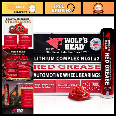 Premium Tacky Red Grease NLGI #2 - High Temp Protection for Wheel Bearings, 14 o