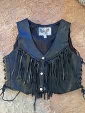 vintage leather fringe vest women s by Leather Ware with lace up sides