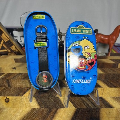 NEW VINTAGE 1995 Fantasma Sesame Street Elmo Wrist Watch with Tin Case RARE