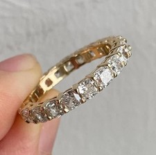 2.00Ct Cushion Cut Lab Created Diamond Wedding Band Ring 14K Yellow Gold Plated