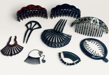 Vintage Hair Accessories Combs Plastic Lot Of 9