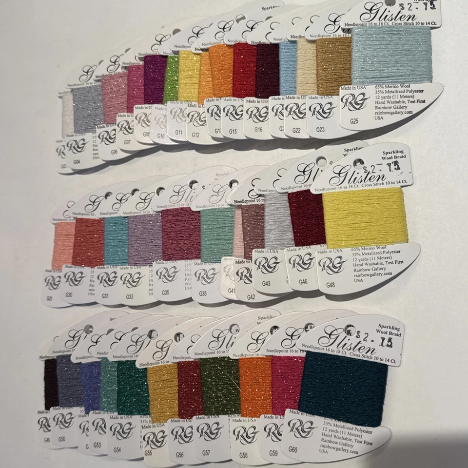 Rainbow Gallery Lot Of 37 GLISTEN-Sparkling Wool Braid-Needlepoint/Cross Stitch - Image 2 of 3