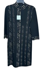 New Ming Wang Women's Size XS Black Gold Lurex Knit Sweater Knit Dress NWT