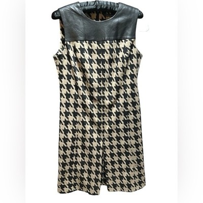 NWT Houndstooth Faux Leather Sheath Dress