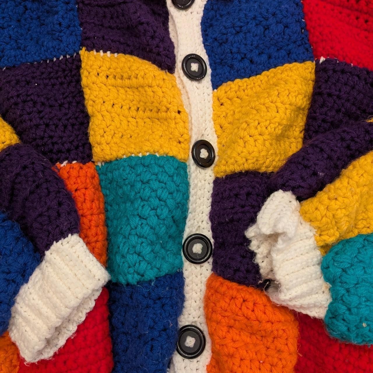 Unique Handmade Patchwork Colorful Button Up Over… - image 3