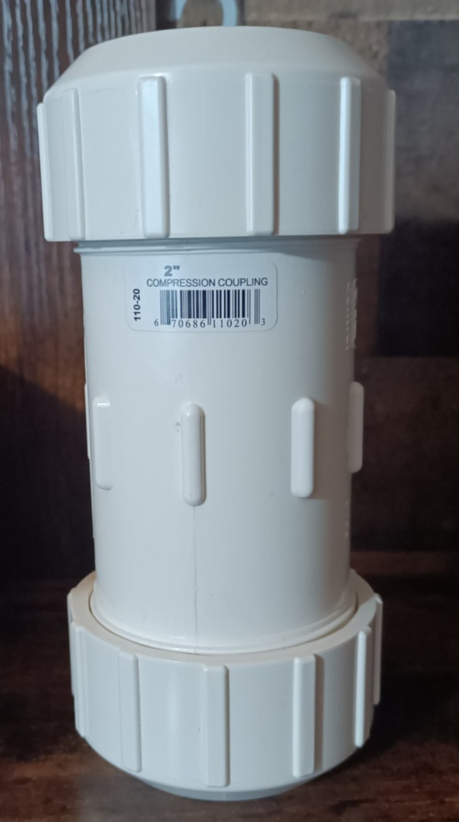 2" Compression Schedule 40 White Molded PVC Straight Coupling