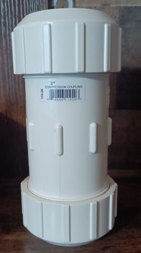 2" Compression Schedule 40 White Molded PVC Straight Coupling