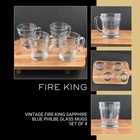 Vintage Fire-King Sapphire Blue Philbe Glass Mugs Set of 4 Anchor Hocking