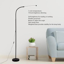 LED Floor Lamp 3 Color Temperatures 3000K 6000K 10 Level Brightness Goosenec NEW