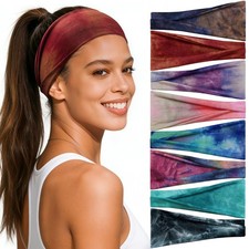 8 PCS Women Wide Sports Headbands Non Slip Moisture Wicking Yoga Running