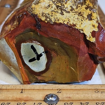 Polychrome jasper rough, beautiful red, green and gold color. 1LB 1.1OZ.