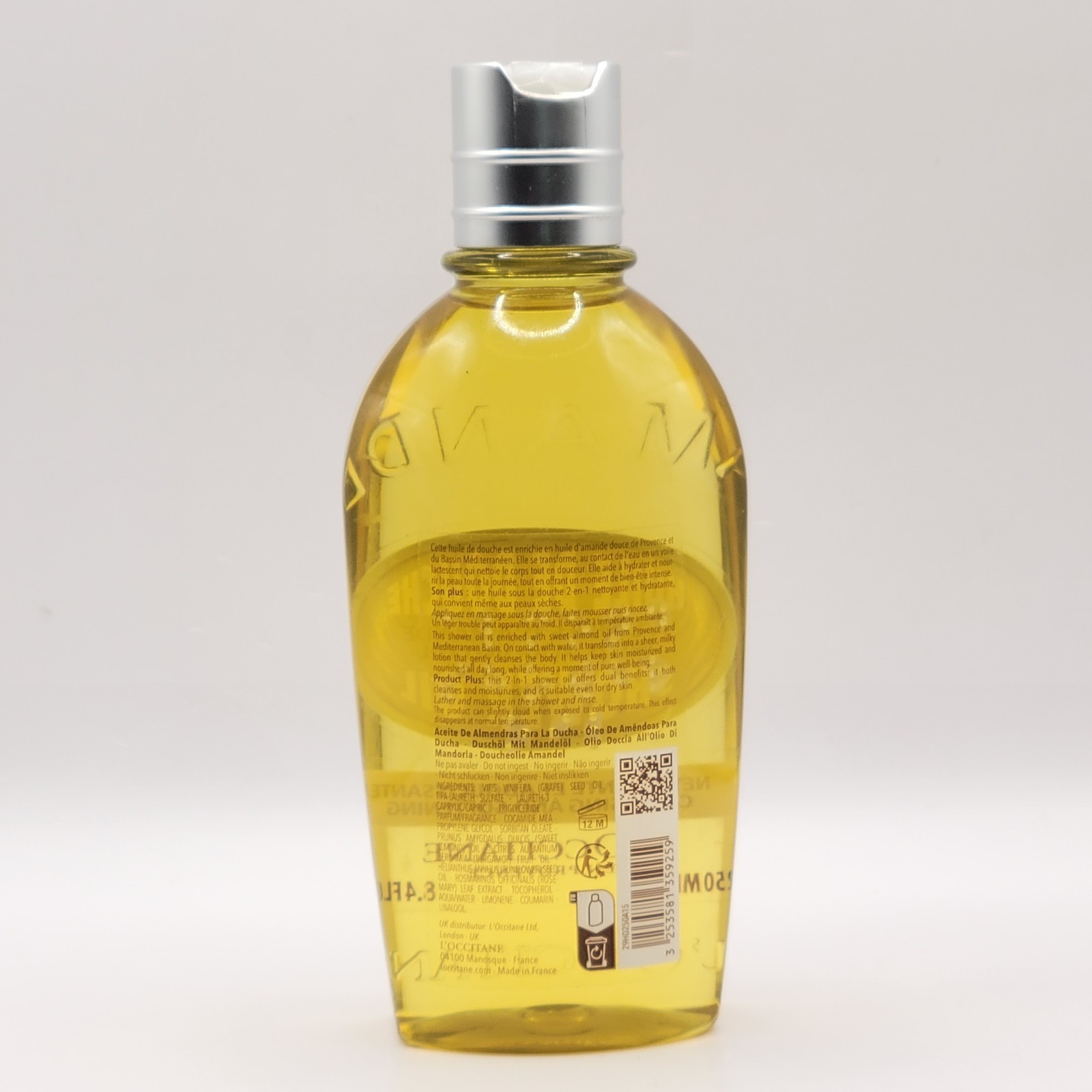 L'Occitane en Provence AMANDE Almond Shower Oil 8.4 oz / 250ml Full Size