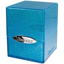 Ultra Pro - Satin Cube 100+ Card Deck Box (Glitter Blue) - Protect Your Gaming C