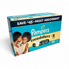 Pampers Swaddlers Ultra Day Night Baby Diapers Size 8 - 86 Count