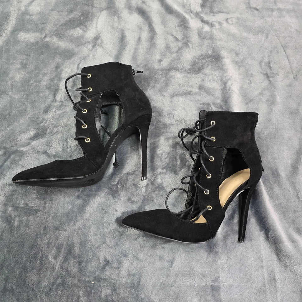 Zapatos de aguja ShoeDazzle para mujer 8,5 gamuza recorte con cordones tacón alto Foto 4 de 4