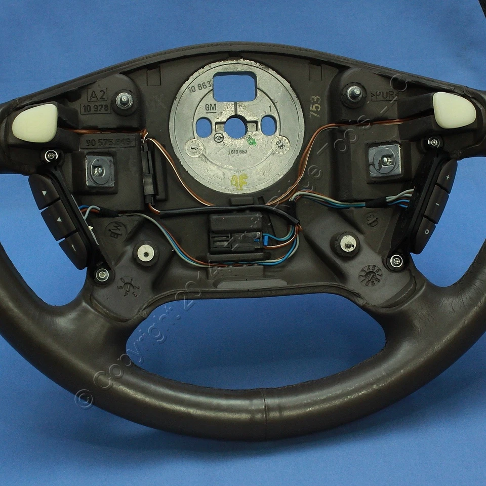 Volante de cuero marrón rayado GM OEM 90575646 para Cadillac Catera 1997-01 Foto 3 de 4