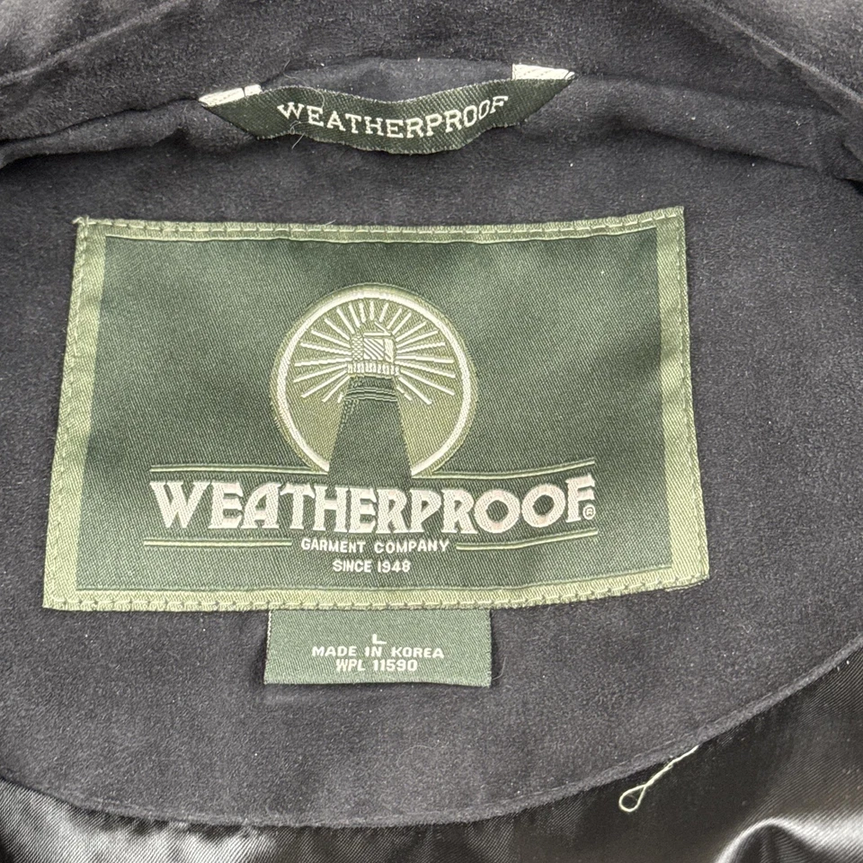 Vintage Weatherproof Jacket Mens Large Black Faux Suede Snap Front Chicago Coat - Image 4 of 4