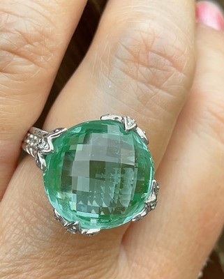 Judith Ripka Green Goddess Sterling Silver 925 Collection Chalcedony sz 10