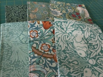 William Morris Fabric.Six Pieces 18  By 17  Approx.