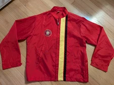 Iron City Beer Pittsburgh Brewing Vintage Jacket Red Black Gold Stripes Sz L