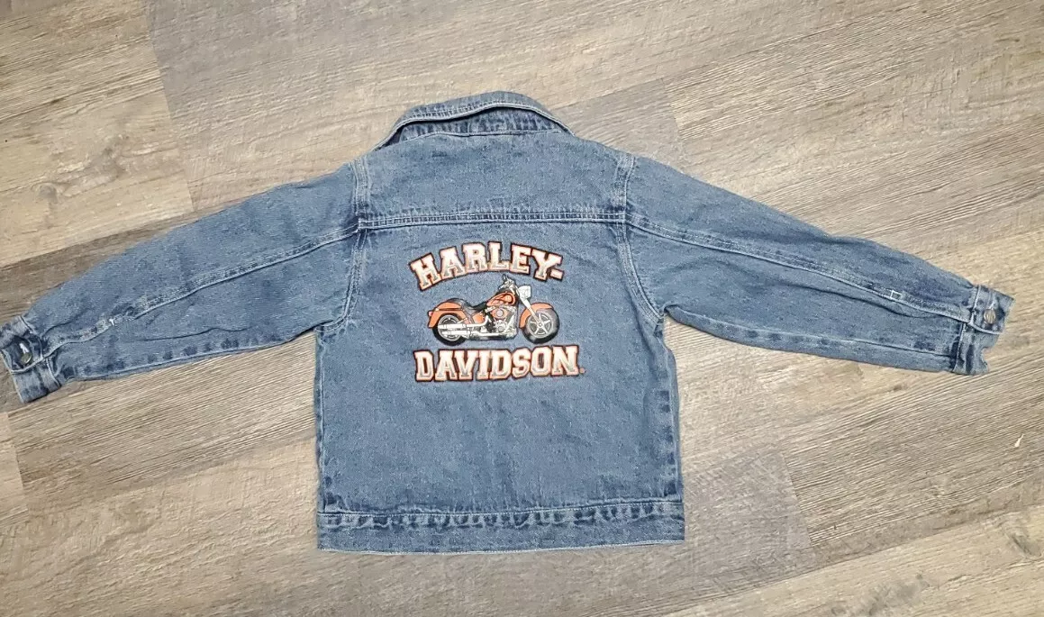 Harley Davidson Boys Size 6 7 Blue Denim Jean Motorcycle Jacket eBay