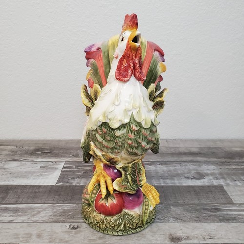 Fitz & Floyd Earthenware Vista Bella Rooster Pitcher Centerpiece Retired 13 1/2" - Picture 5 of 16