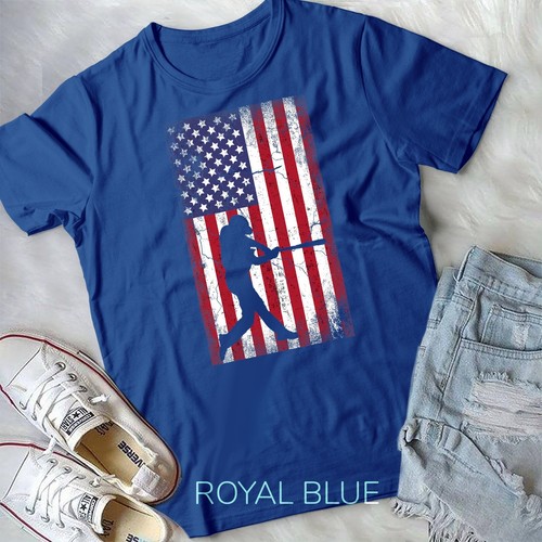 Baseball American Flag 4th of July men women gift T-Shirt Unisex T-shirt - Picture 7 of 11