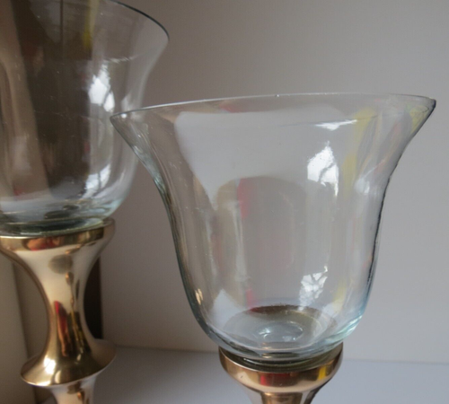 Juego de 2 soportes para candelabros votivos de luz de té con parte inferior de latón tapas de vidrio - Imagen 4 de 9