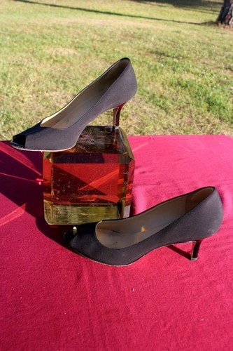 black canvas heels