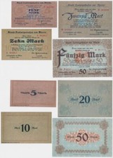 Banknoty 5, 10, 20 i 50 marek miasto Ludwigshafen am Rhein 11.10.1918 (153517)