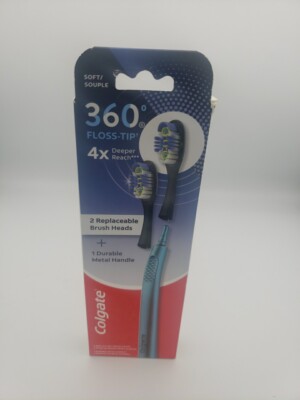 Colgate 360 Sonic Floss Tip Soft -2 Toothbrush Replacement Brush Heads. 
