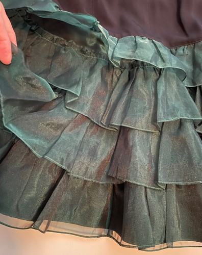 Vintage Rifat Ozbek Skirt. Black With Dark Green Taffeta Ruffles. Mid Calf. Rare - Picture 13 of 17