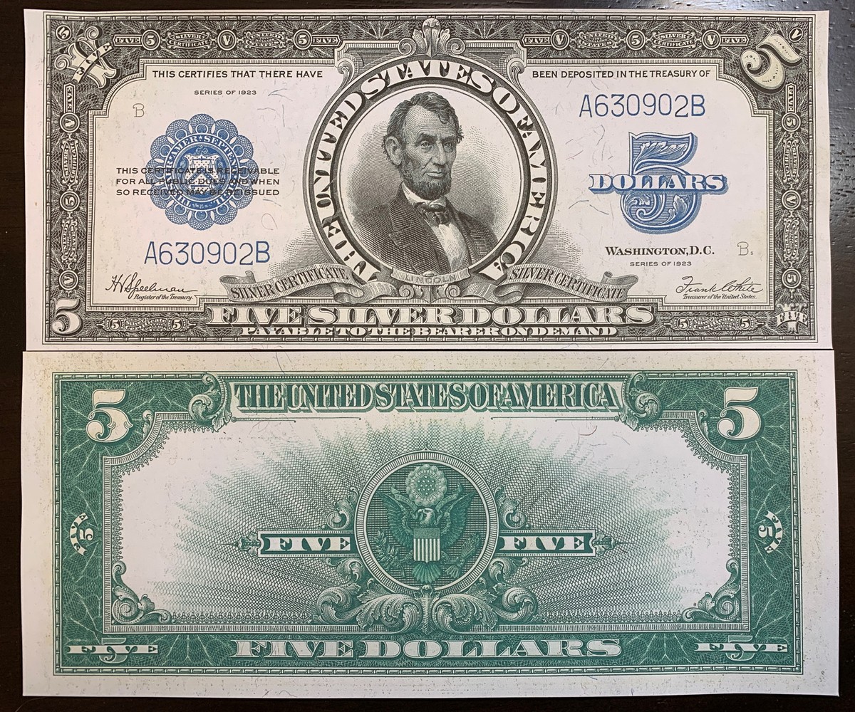 Reproduction Porthole Note $5 1923 Silver Certificate Lincoln Read