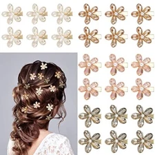 12 pcs  Daisy Mini Metal Claw Hair Clips, Decorative Tiny Flower 4 colours*6pcs