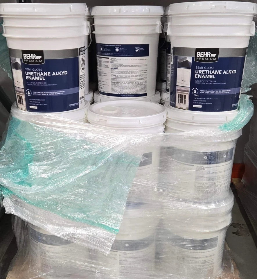 Behr 5 gal. White Urethane Alkyd Semi-Gloss Enamel Interior Exterior Paint Trim - Image 2 of 4