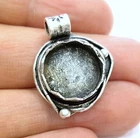 Round Blank Pendant Bezel Base Setting Necklace Antique Silver Brass G6799
