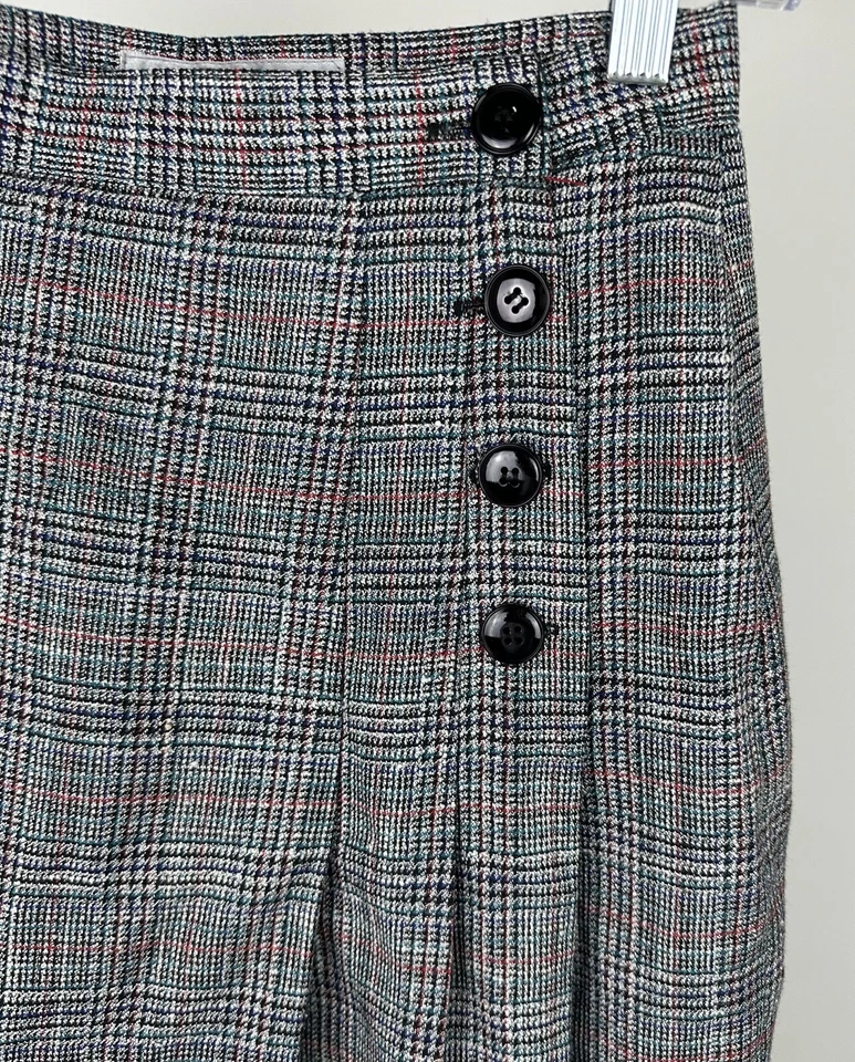 Falda midi vintage pata de gallo XS 80s 90s caja plisada secretaria mezcla de seda preppy Foto 3 de 4