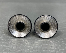 Vintage Brushed Finish Onyx Center White Gold Plated Cuff Links