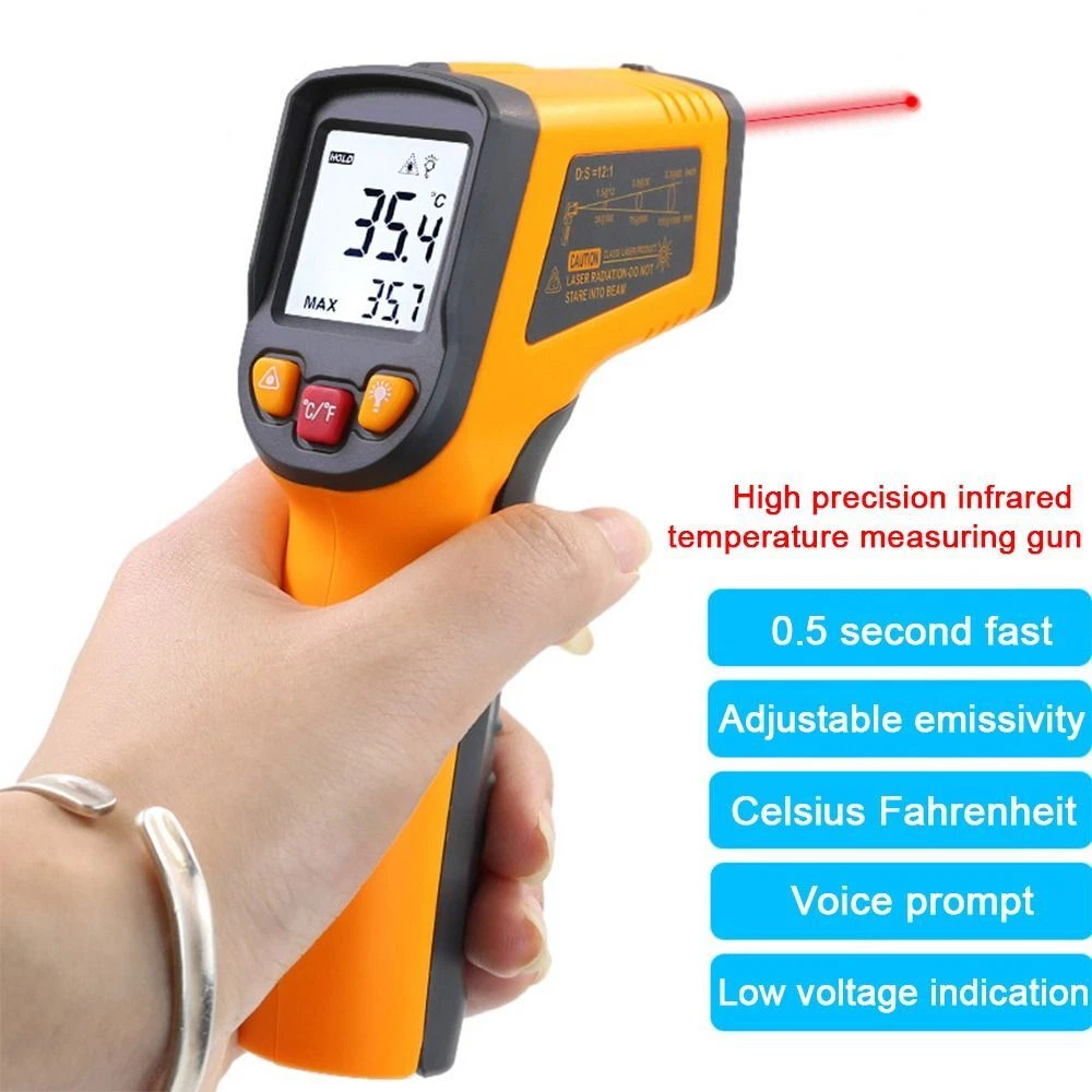 Infrared Temp Gun Thermometer, Non-Contact Digital Laser Infrared  Thermometer Temperature Gun, Adjustable Emissivity IR Thermometer Heat  Temperature