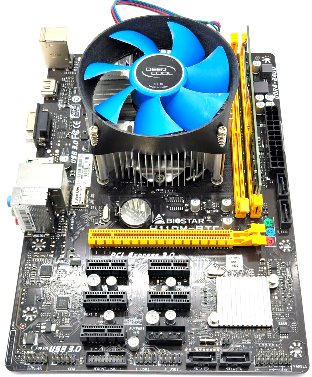 BIOSTAR H110M-BTC Motherboard with Intel i7-7700 Processor and 8GB