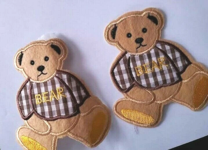 CraftbuddyUS 2pcsx10cm Iron On Baby Brown Teddy Bear Fabric Motif Applique Patch - Image 2 of 2