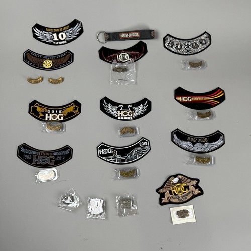 Harley-Davidson H.O.G. Member lot of 11 Patches & 14 Pins puls Keychain USA - Picture 2 of 9