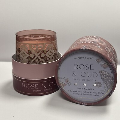 Anthropologie GETAWAY Floral Rose & Oud Boxed Candle 64hr Burn New & Boxed