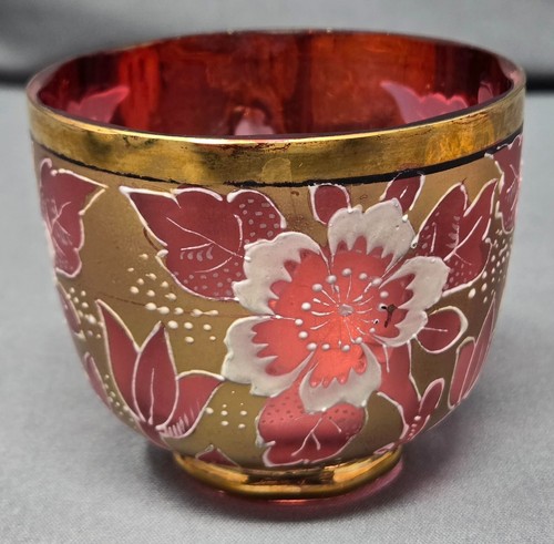 Bohemian Harrach Satin Finish Floral Decorated Cup & Saucer - Picture 3 of 13